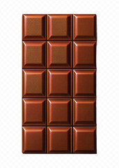 Obraz premium realistic 3d smooth piece of milk chocolate bar in different style isolated on transparent background