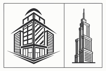 Fototapeta premium Minimalist architecture logo collection with modern house and building icons