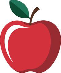Red Apple with Green Leaf fruit