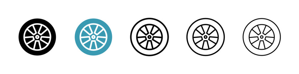 Obraz premium Car wheel icons collection in black and blue colors