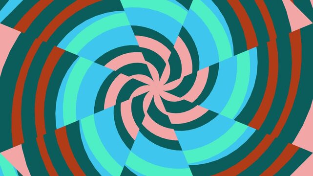 Colorful abstract geometric spiral with vibrant radial segments