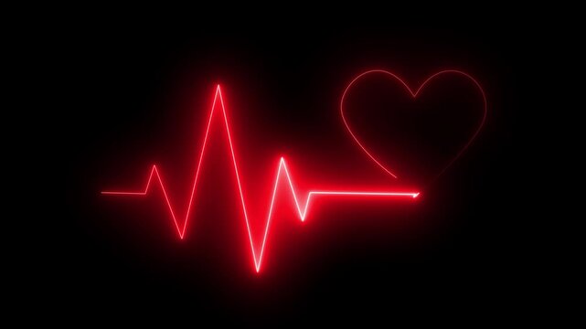 Two love hearts,love one line drawing concept,concept of unrequited love broken heart neon sign animation,abstract neon shine cute love icon animation on black background, 4k animated video.