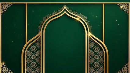 Elegant golden archway design on a rich green background for decorative purposes