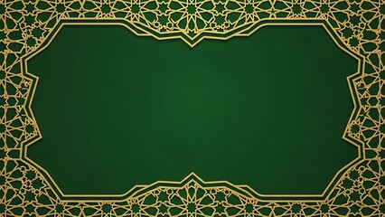 Elegant golden frame on a deep green background for decorative design
