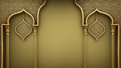 Elegant golden islamic design with arches and ornate details vector background