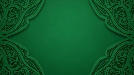 Elegant green ornamental design with delicate floral motifs and copy space