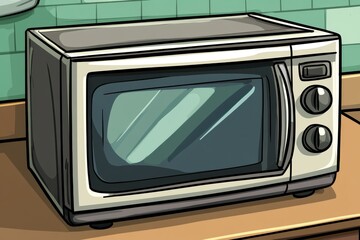 Cartoon Microwave Oven in a Kitchen Setting
