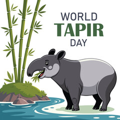 Naklejka premium Happy world tapir day. simple and elegant vector or illustration design