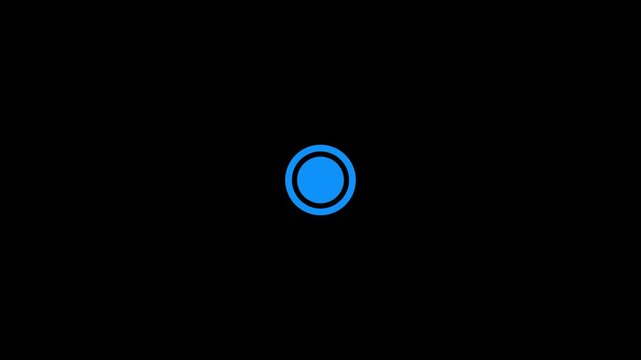 A bright cyan concentric circle with a solid cyan dot in the center against a deep black background symbolizing a target or a focal point in technology or innovation.