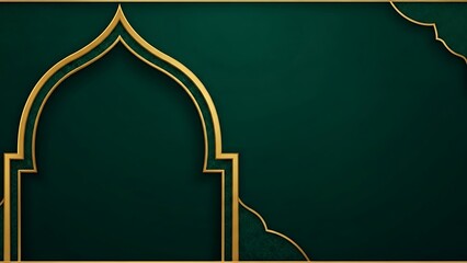 Elegant green and gold decorative background with arched shape design