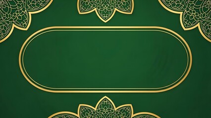 Elegant green and gold decorative background with copy space for design elements