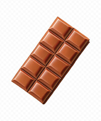 Obraz premium realistic 3d smooth piece of milk chocolate bar in different style isolated on transparent background