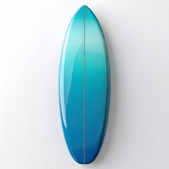 Fototapeta premium Aqua and Teal Surfboard with Glossy Finish Leaning Against White Wall