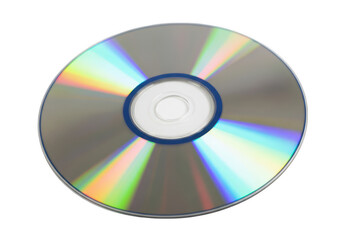 Compact disc with rainbow reflection isolated on transparent background