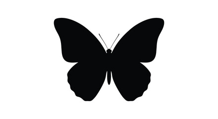 A simple black butterfly shape against a white background a striking silhouette © Rina