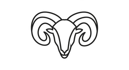 Obraz premium Ram head line art illustration simple drawing.