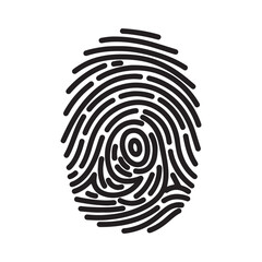 Fototapeta premium Fingerprint, Human Finger Print, Thumbprint Solid Flat Vector Icon Isolated on White Background. 