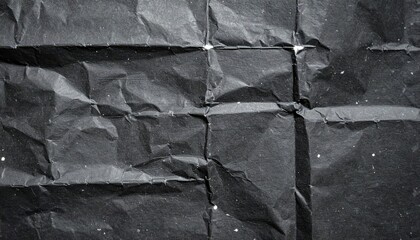 Crumpled black paper texture background with creases