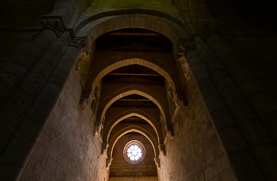 Details of the Benedictine Monastery of Santa Cristina de Ribas de Sil in Parada del Sil, Ribeira Sacra, Ourense, Galicia, Spain, Europe