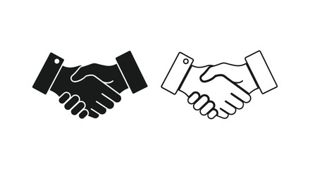 Obraz premium Two handshakes depicted in black fill and outline styles