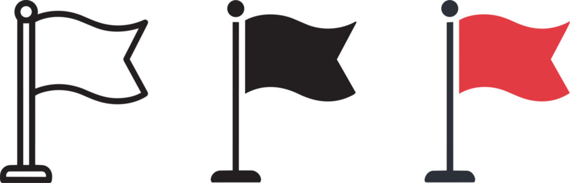 Flag pole flat vector icon for apps and websites, outline solid icon of flag