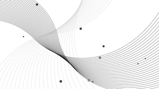 Abstract wave lines crossing at center with scattered dots background animation