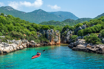 Beautiful small bay between Kas and Kekova coastline in Turkey