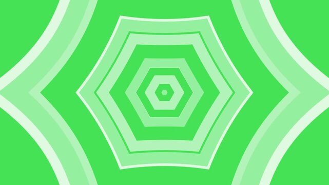 Geometric pattern with concentric hexagonal rings and curved stripes, Monochrome concentric hexagon pattern background animation
