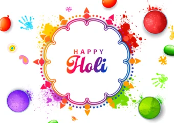 Fotobehang Cars Colorful splash for Happy Holi background card design for color festival of India celebration greetings for promotion and advertisement banner  © vectomart