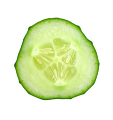 Cucumber slice showing fresh green healthy vegetable with transparent background