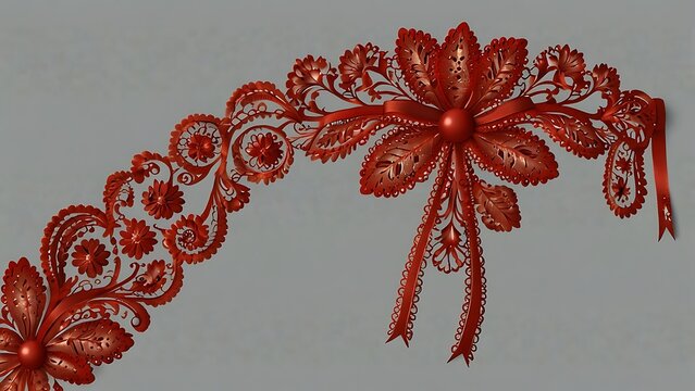 Gemini said

A red floral lily blossom vector illustration with a leaf pattern design creates a nature style ornament for an autumn or Christmas card wallpaper