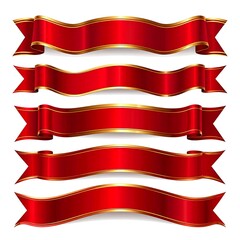 Obraz premium A collection of red ribbons with gold edges
