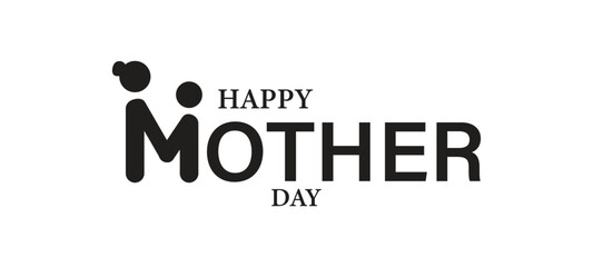 Minimalist black and white vector graphic illustration celebrating happy mother's day with styli zed typography design element © GraphicStore