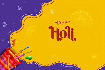 Obraz premium Colorful splash for Happy Holi background card design for color festival of India celebration greetings for promotion and advertisement banner