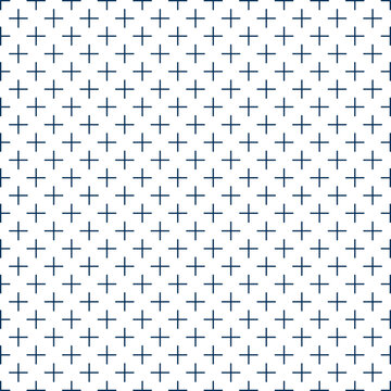 white sashiko seamless pattern with simple cross stitch motif
