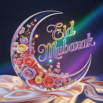 Enchanting "Eid Mubarak" 3D Artistic Composition