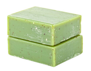 Green olive oil soap bars stacking translucent background