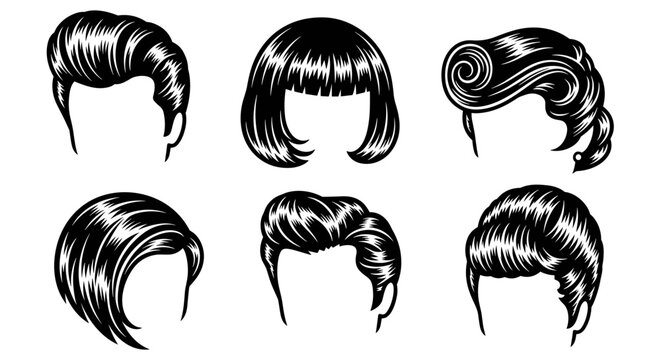 Collection of various vintage hairstyles for men and women.