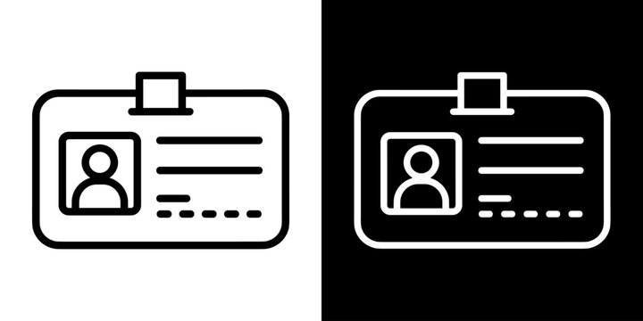 Id Card icon concept in flat black and white style on clean background vector illustration design