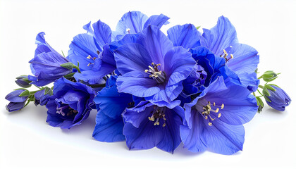 Naklejka premium Beautiful Vibrant Blue Flower Bouquet Isolated Against Clean White Background Perfect for Nature Photography