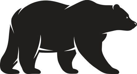 Obraz premium Bold black silhouette of a walking bear, representing wildlife, nature, and strength with a clean, and iconic style