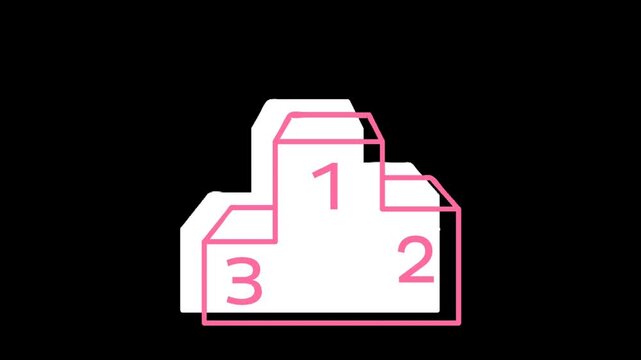 Minimal winners podium icon animation on black background ranking concept first second third places clean loop design