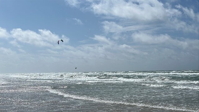 kite surfing in the sea