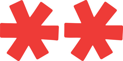 Obraz premium Red Asterisk Symbols Isolated on White Background, Bold Graphic Design Elements for Emphasis or Highlight