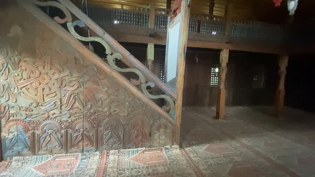 Duzkoy Mosque, located in Artvin, Turkey, was built in 1850. It is made entirely of wood.
