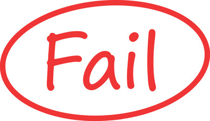 Red Fail Text in Oval Outline Isolated on White Background for Error and Mistake Concepts
