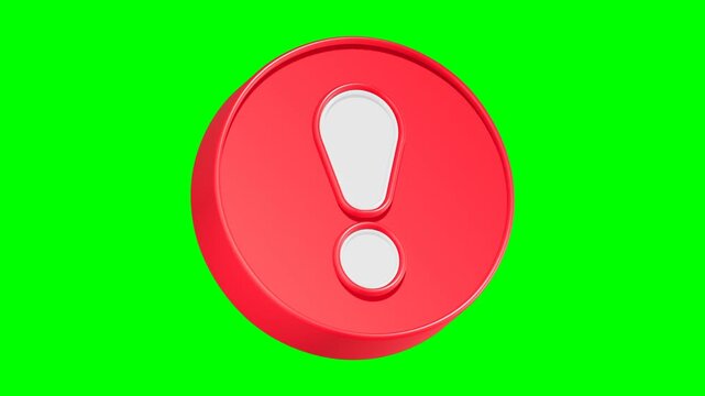 alert icon 3d render red circle button