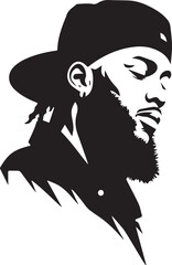Minimal Black and White Bearded Man Side Profile Vector Silhouette Logo Design