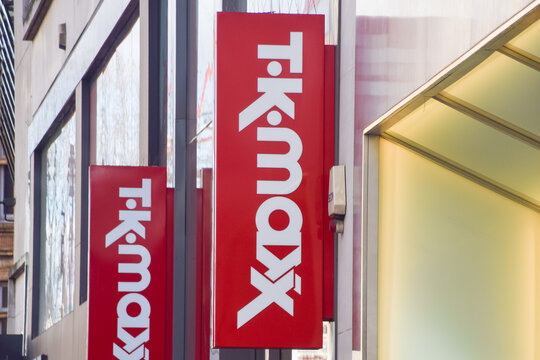 General view of the sign at TK Maxx on February 24 2026 in London, UK