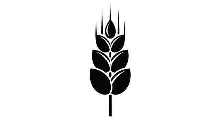 A striking black silhouette of a wheat stalk simple and elegant silhouette © MDEmon